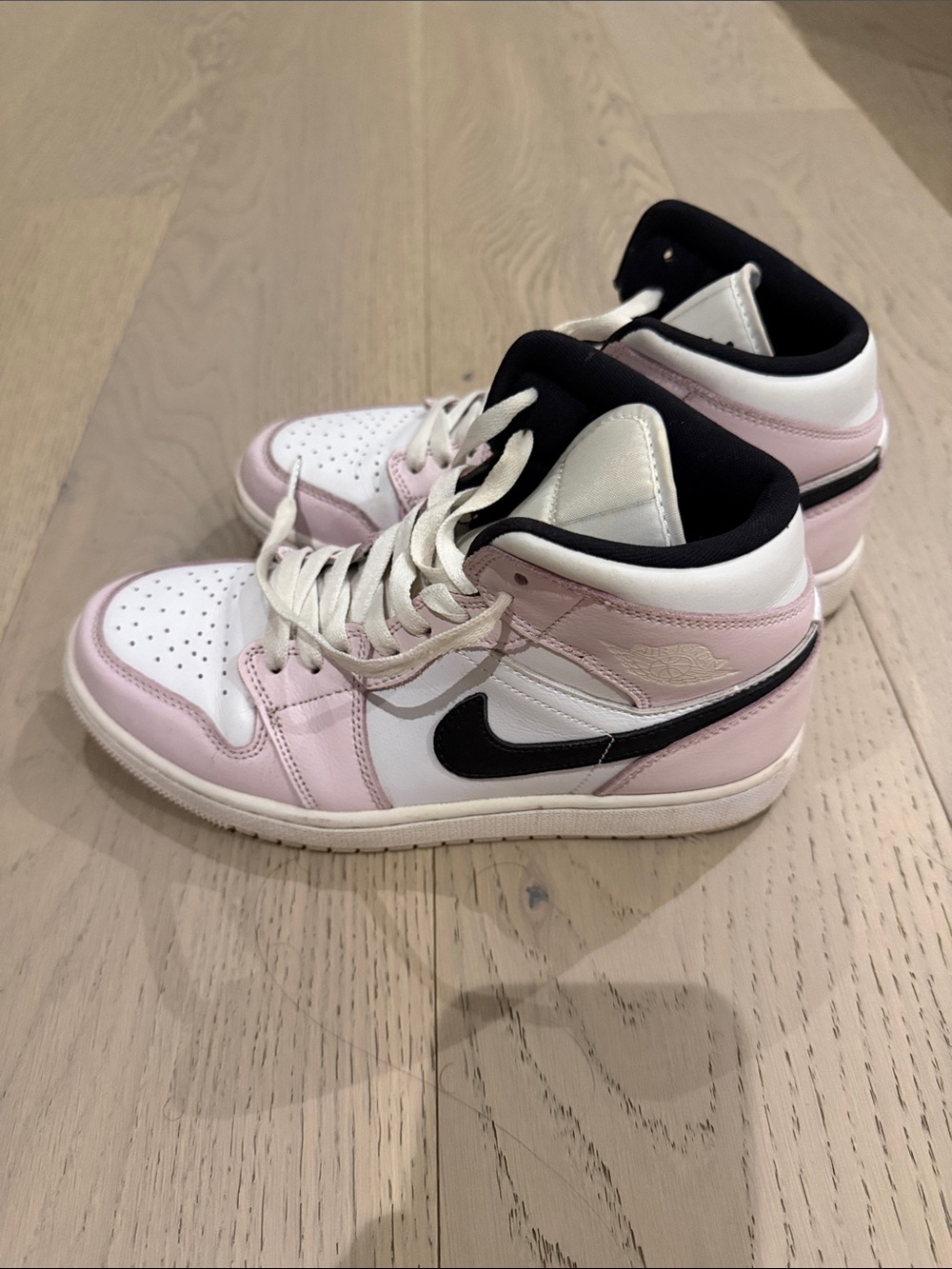 Nike Women’s Pink, White and Black Mid-Top Sneakers